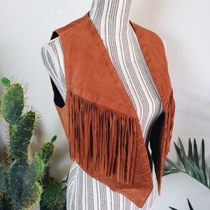 Vintage North American Frontier Leather Fringed Vest size S